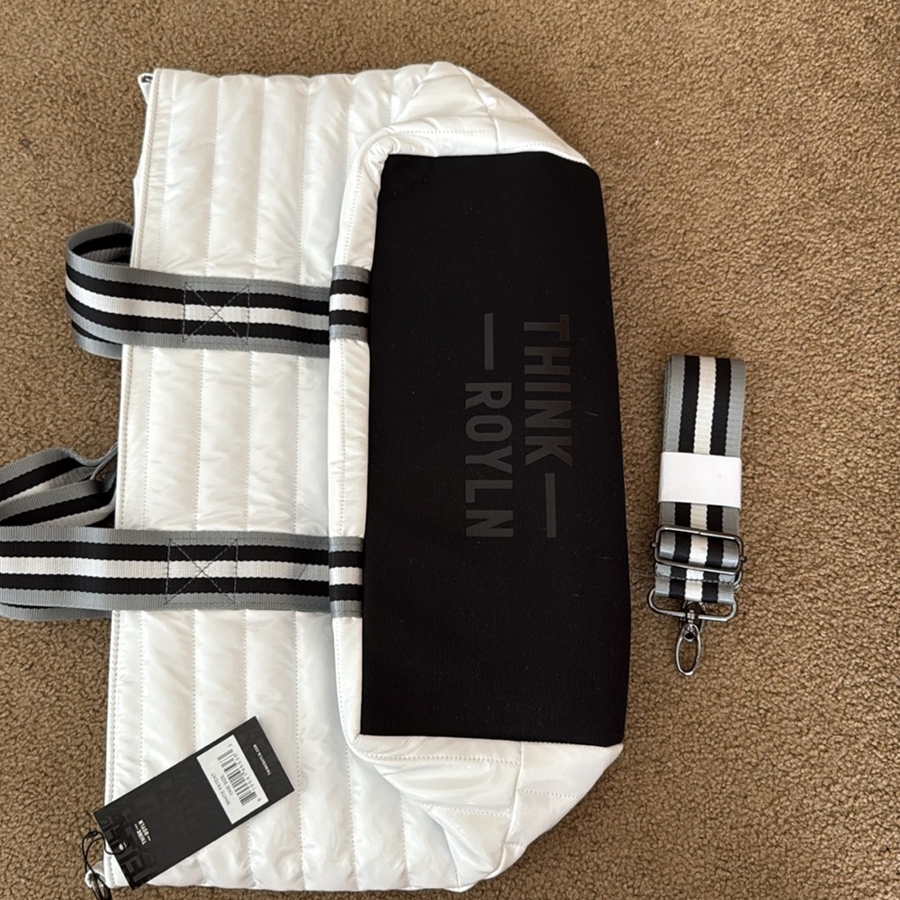 Think Rolyn Wingman White Tote Bag with Stripes - Picture 6 of 7